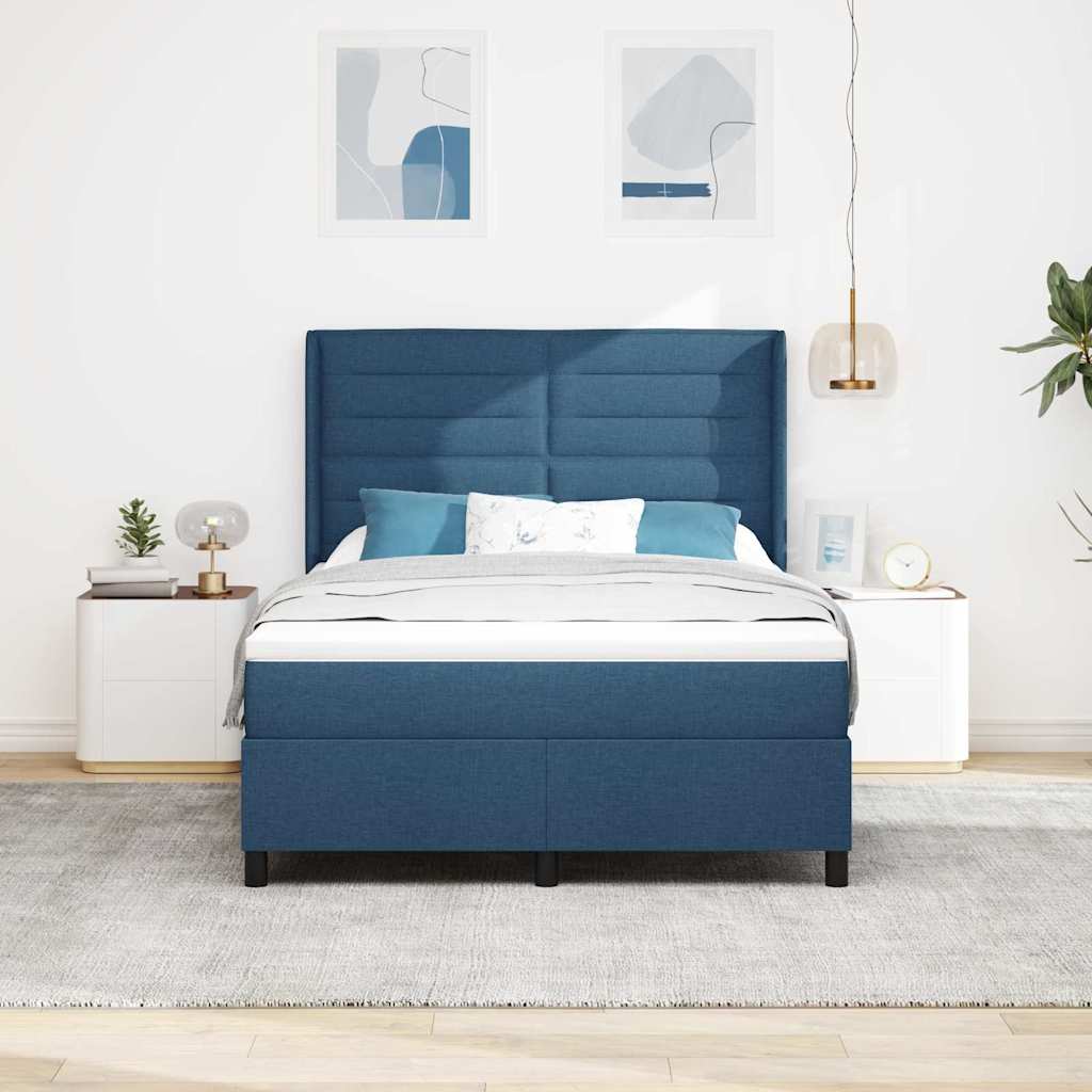 Box spring seng med madras med hovedgærde Blå 200 x 160 cm Stof