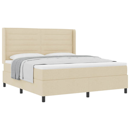 Box spring seng med pude med hovedgærde Creme 200 x 180 cm Stof