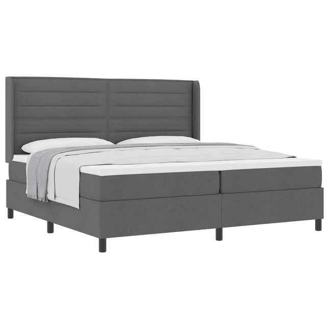 Box spring seng med pude Mørkegrå 200 x 200 cm Stof