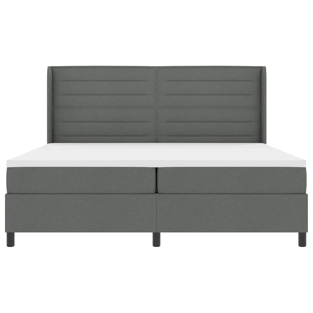 Box spring seng med madras Mørkegrå 200 x 200 cm Stof