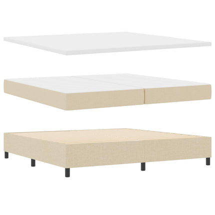 Box spring seng med pude med hovedgærde Creme 200 x 200 cm Stof