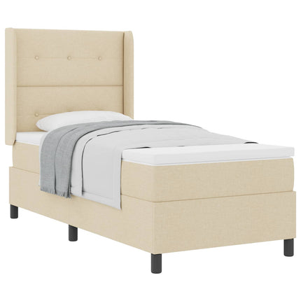 Box spring seng med pude med hovedgærde Creme 200 x 80 cm Stof
