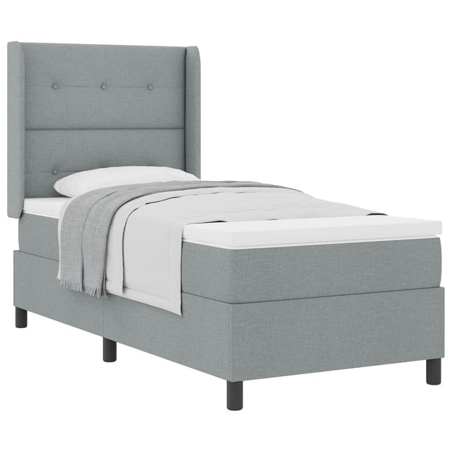 Box spring seng med pude Lysegrå 190 x 90 cm Stof