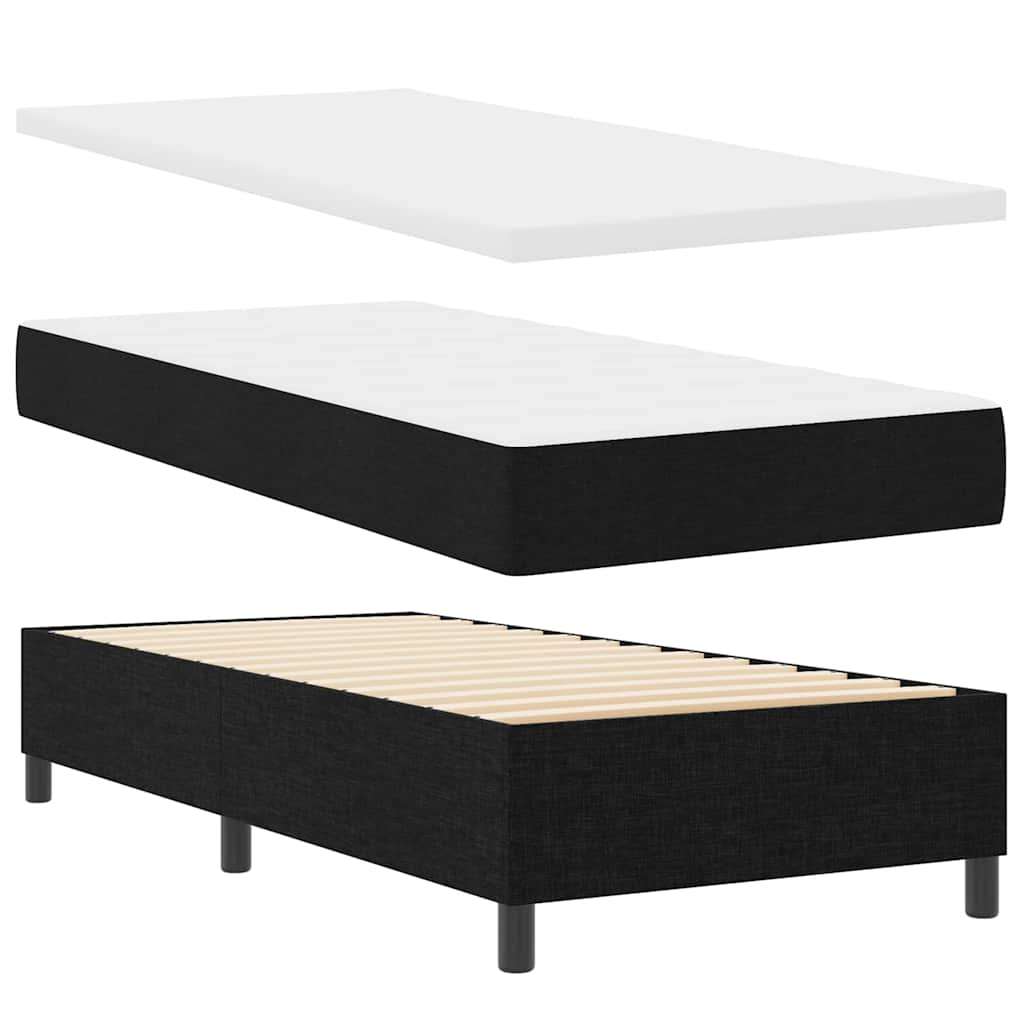 Box spring seng med madras med hovedgærde Sort 190 x 90 cm Stof