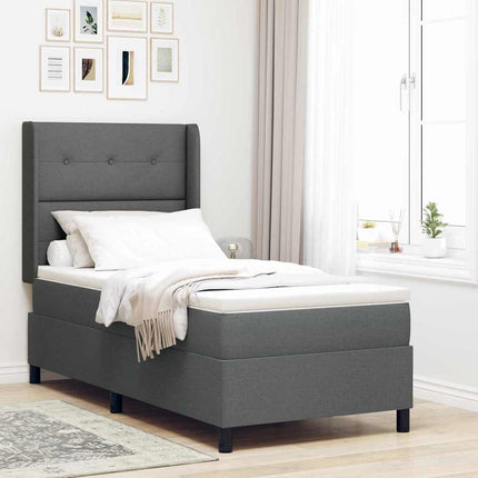 Box spring seng med pude Mørkegrå 200 x 90 cm Stof