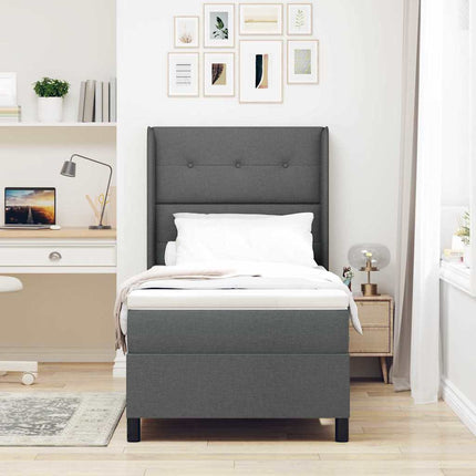 Box spring seng med pude Mørkegrå 200 x 90 cm Stof