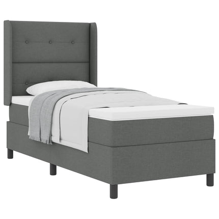 Box spring seng med pude Mørkegrå 200 x 90 cm Stof
