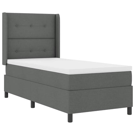 Box spring seng med pude Mørkegrå 200 x 90 cm Stof