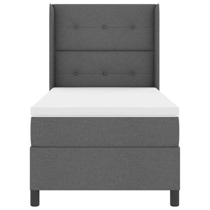 Box spring seng med pude Mørkegrå 200 x 90 cm Stof