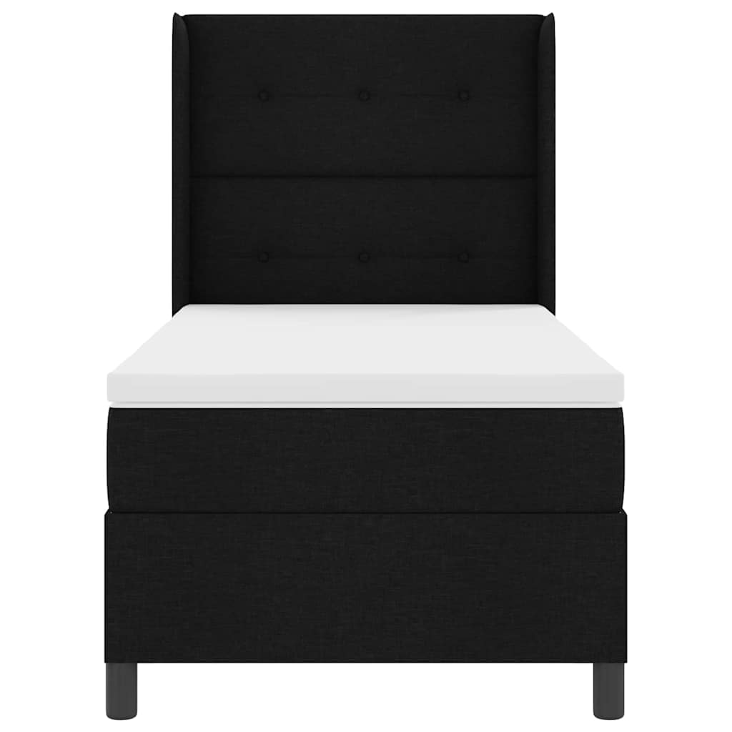 Box spring seng med madras med hovedgærde Sort 200 x 90 cm Stof