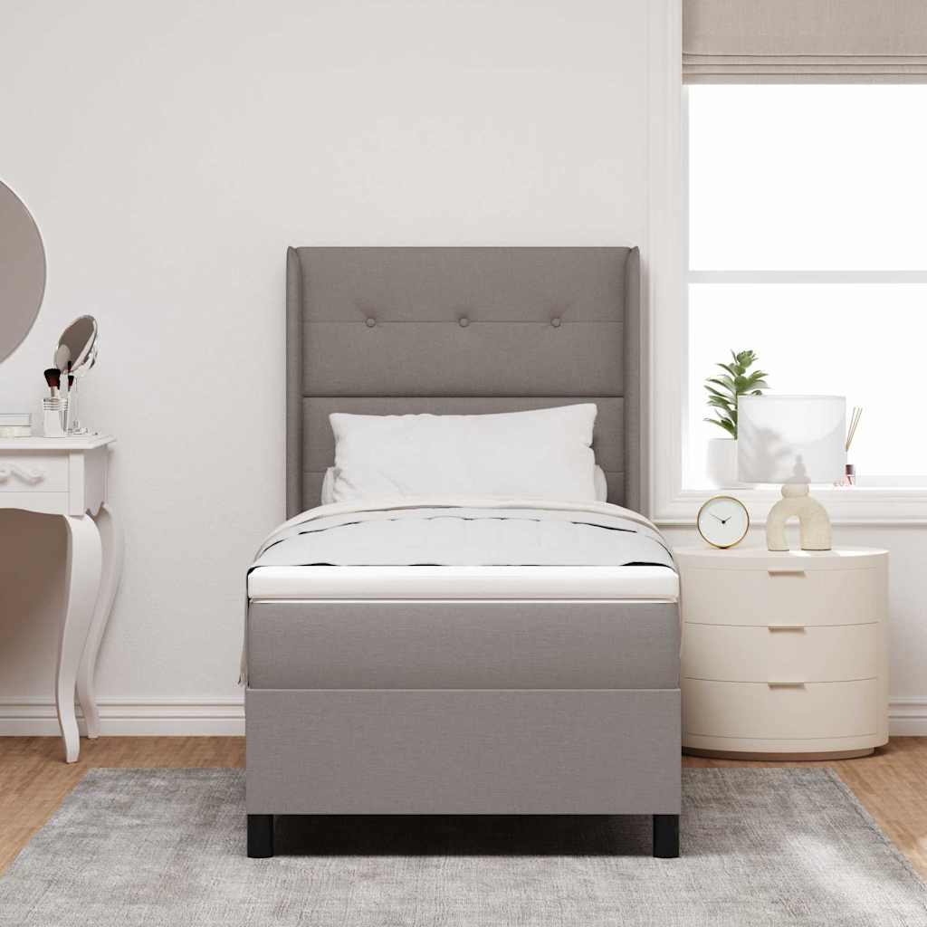 Box spring seng med madras Gråbrun 200 x 90 cm Stof