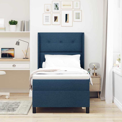 Box spring seng med pude med hovedgærde Blå 200 x 90 cm Stof