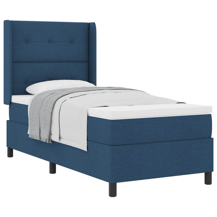 Box spring seng med pude med hovedgærde Blå 200 x 90 cm Stof