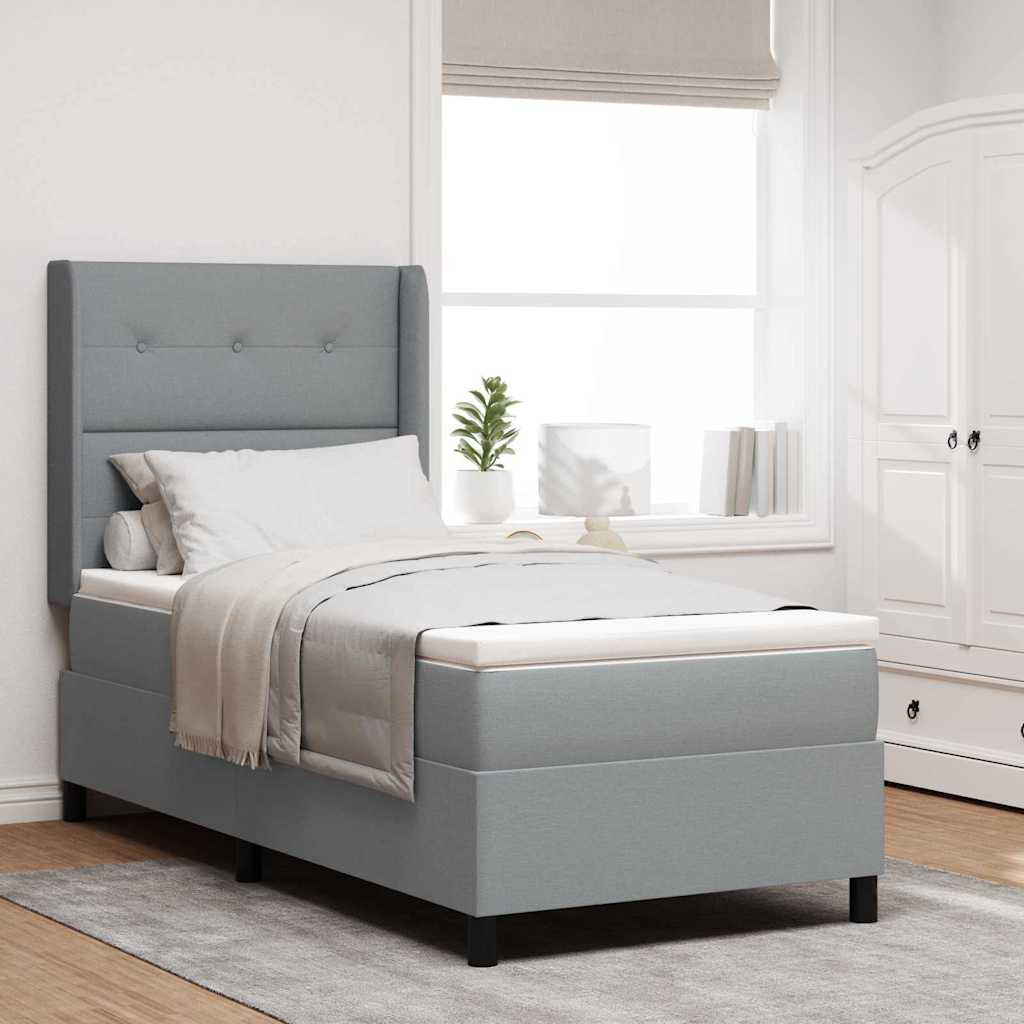 Box spring seng med pude Lysegr 200 x 100 cm Stof