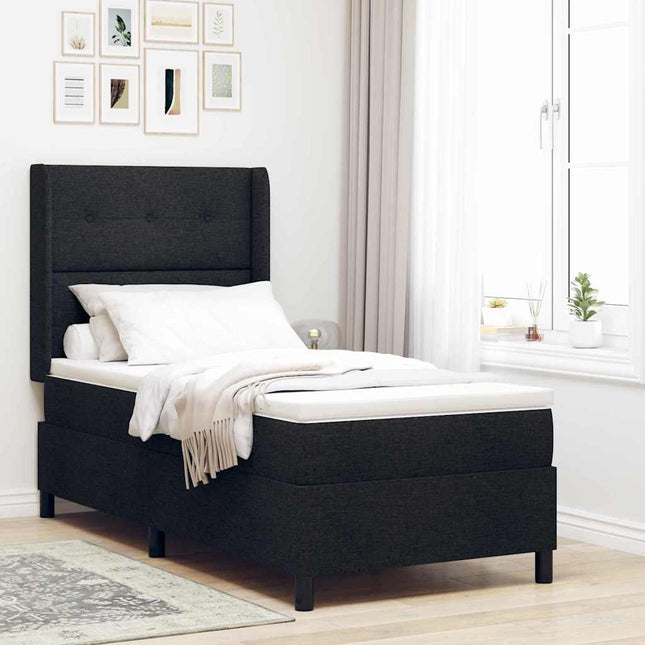 Box spring seng med pude med hovedgærde Sort 200 x 100 cm Stof