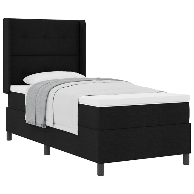 Box spring seng med pude med hovedgærde Sort 200 x 100 cm Stof