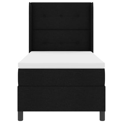 Box spring seng med pude med hovedgærde Sort 200 x 100 cm Stof