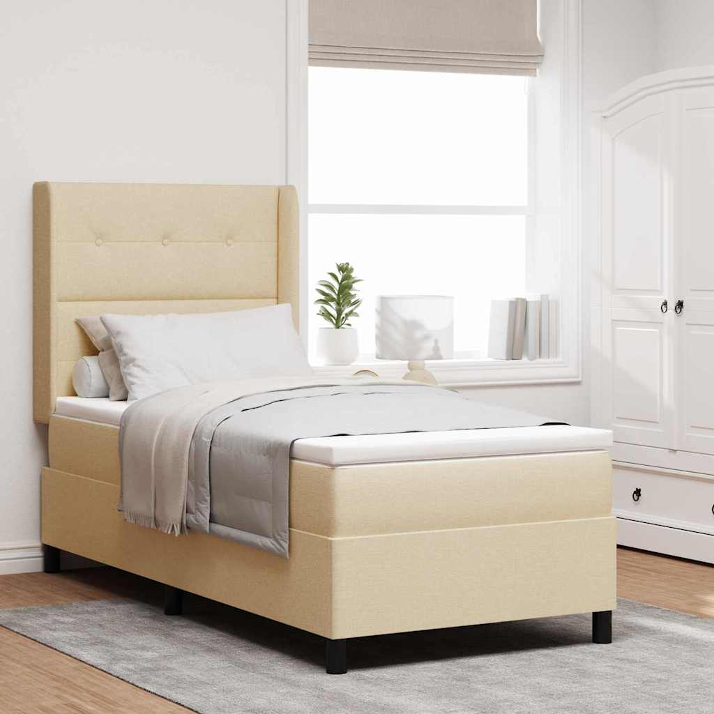 Box spring seng med pude med hovedgrde Creme 200 x 100 cm Stof