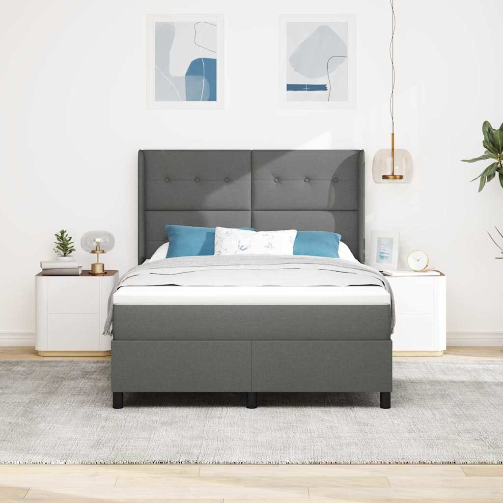 Box spring seng med madras Mørkegrå 190 x 140 cm Stof