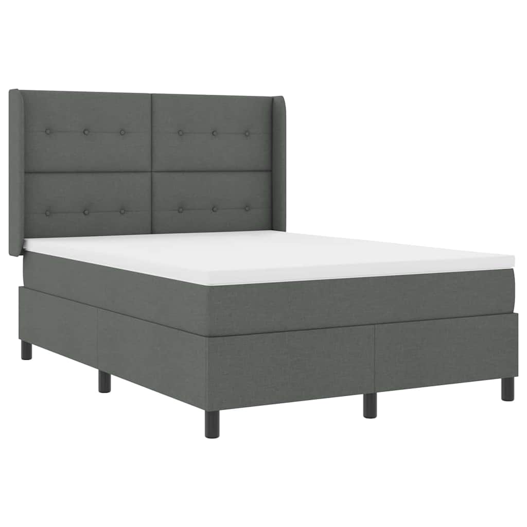 Box spring seng med madras Mørkegrå 190 x 140 cm Stof