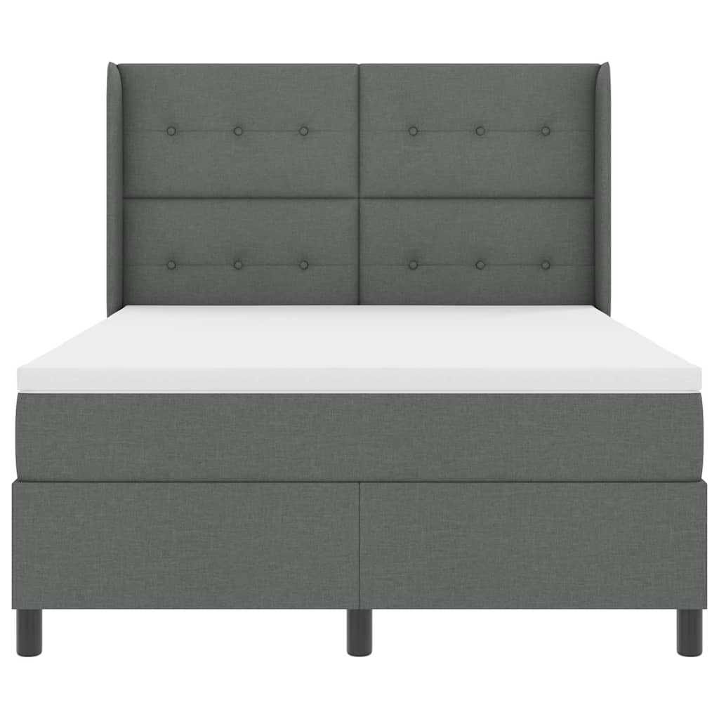 Box spring seng med madras Mørkegrå 190 x 140 cm Stof