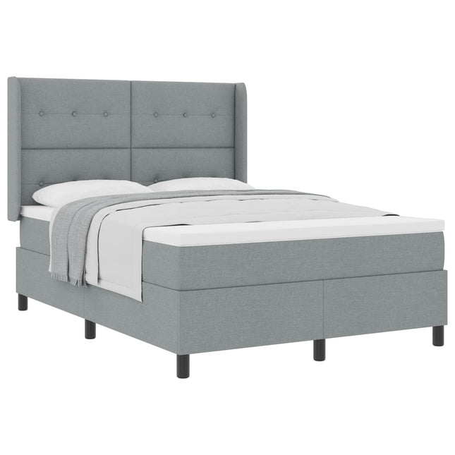 Box spring seng med pude Lysegrå 200 x 140 cm Stof