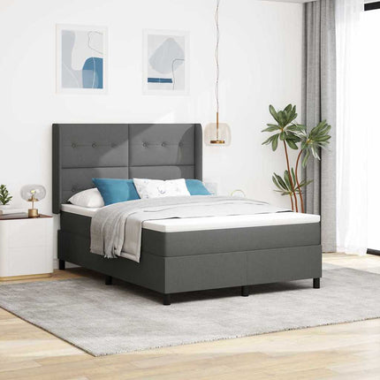 Box spring seng med pude Mørkegrå 200 x 140 cm Stof