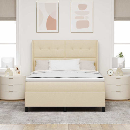 Box spring seng med pude med hovedgærde Creme 200 x 140 cm Stof