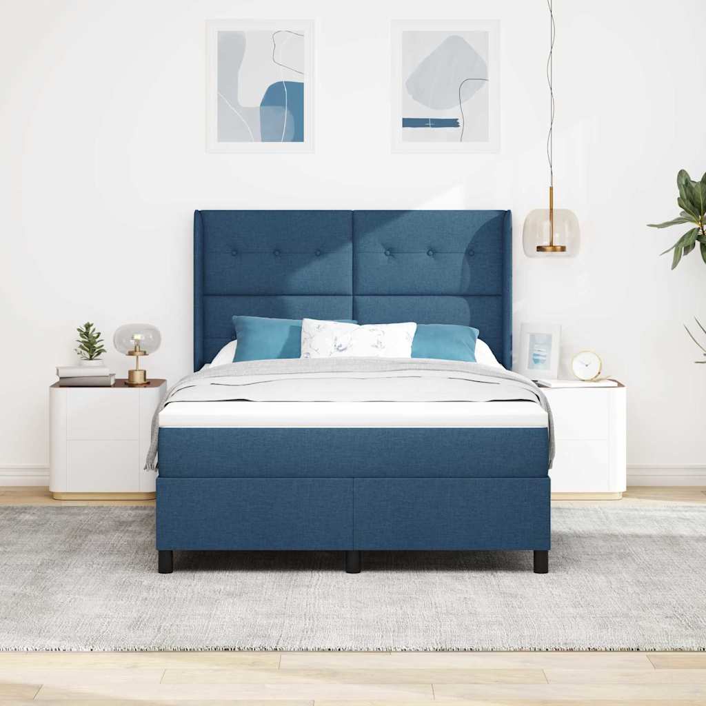 Box spring seng med madras med hovedgærde Blå 200 x 140 cm Stof