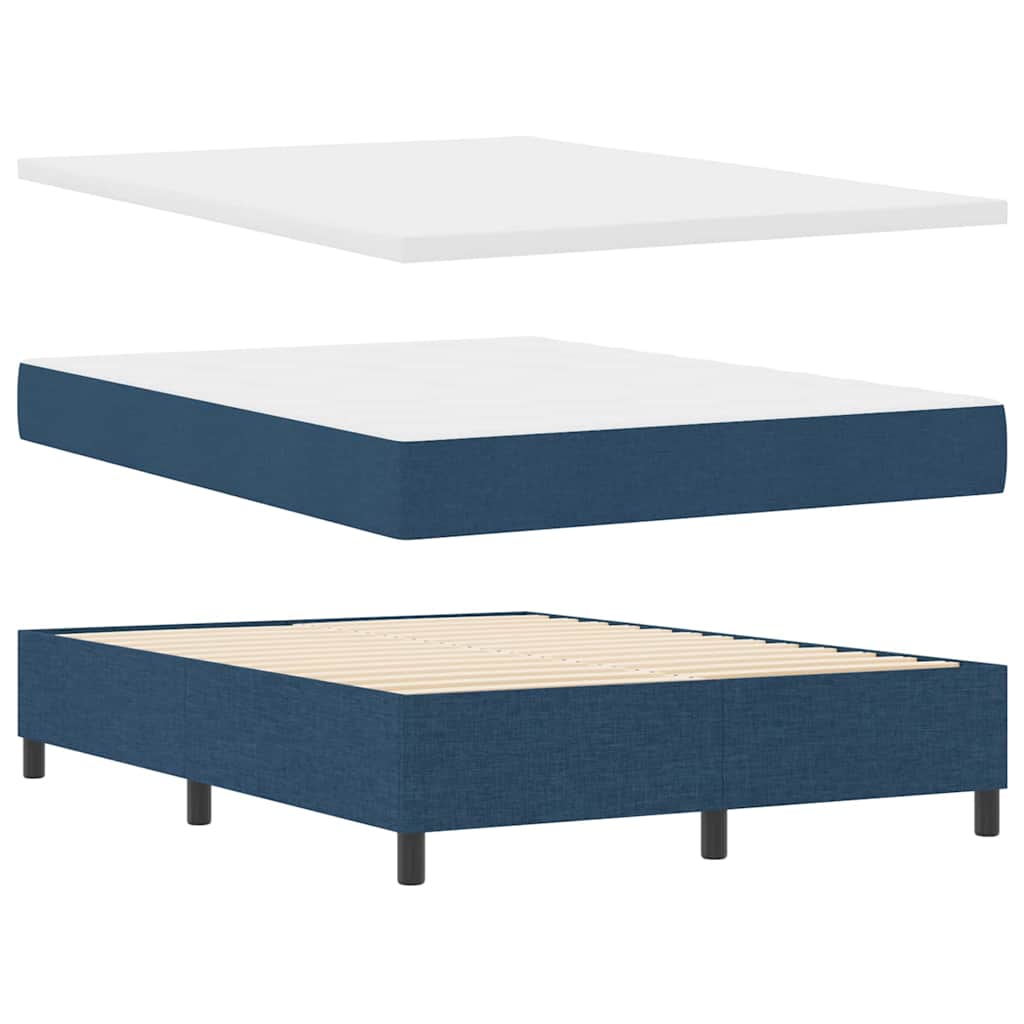 Box spring seng med madras med hovedgærde Blå 200 x 140 cm Stof