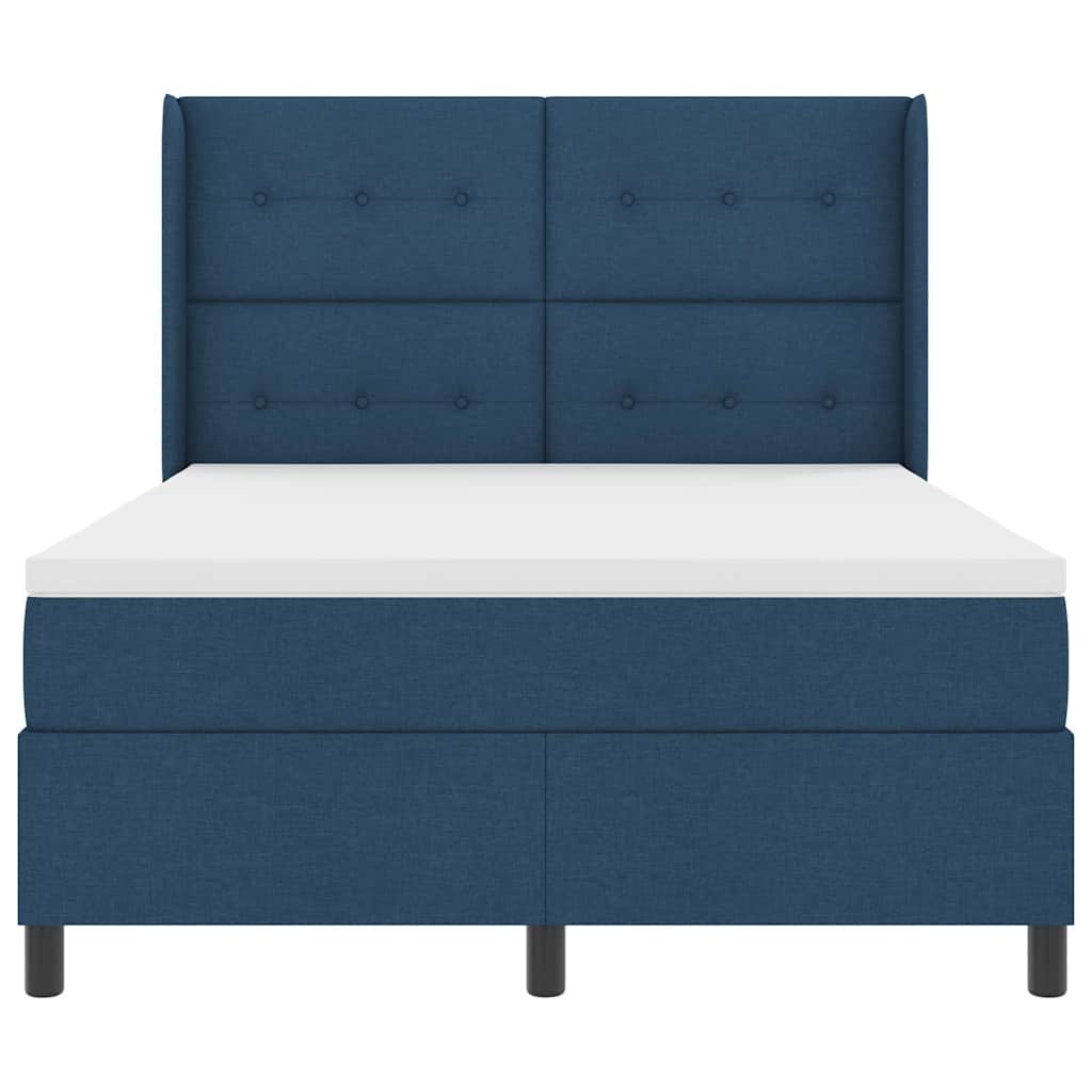 Box spring seng med madras med hovedgærde Blå 200 x 140 cm Stof