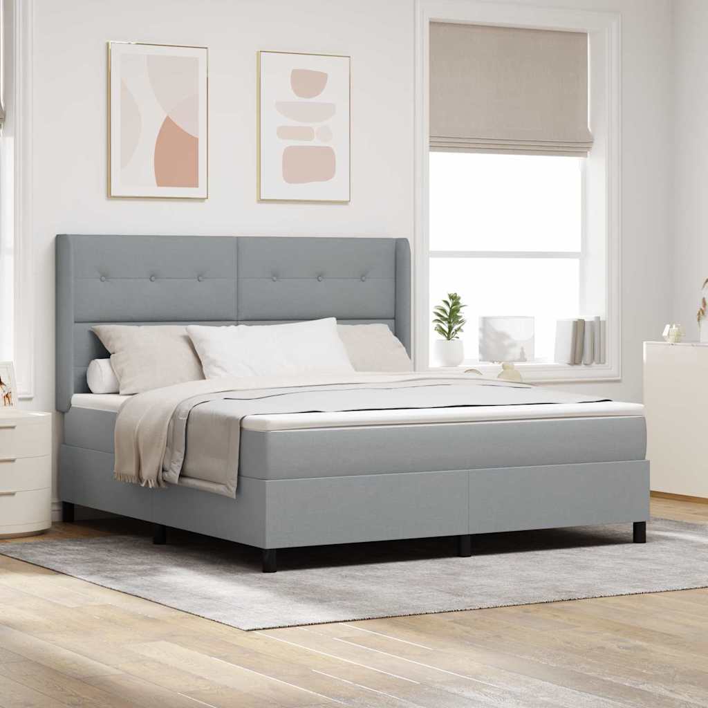 Box spring seng med pude Lysegr 200 x 180 cm Stof