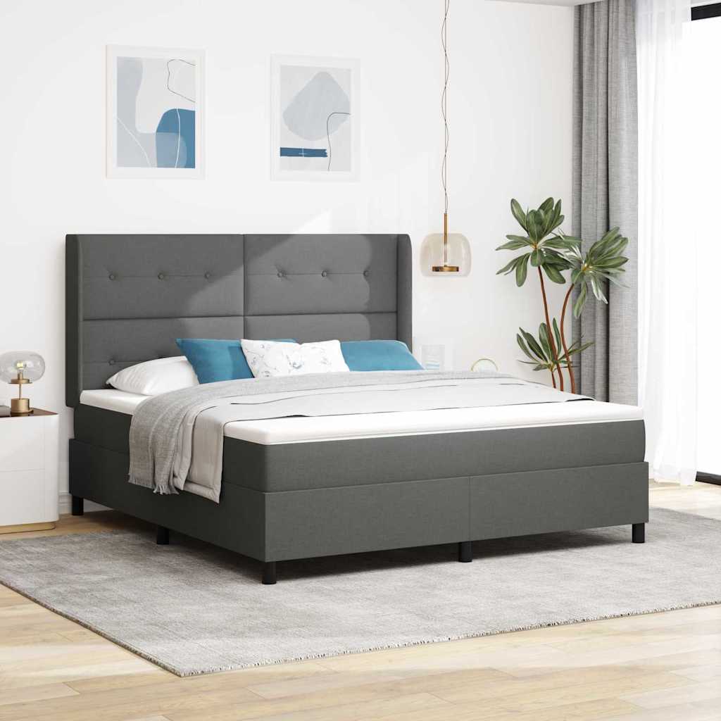 Box spring seng med pude Mrkegr 200 x 180 cm Stof