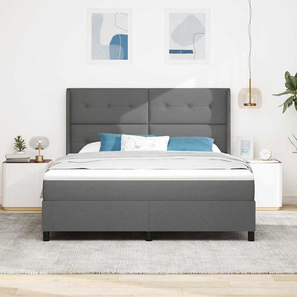 Box spring seng med pude Mørkegrå 200 x 180 cm Stof