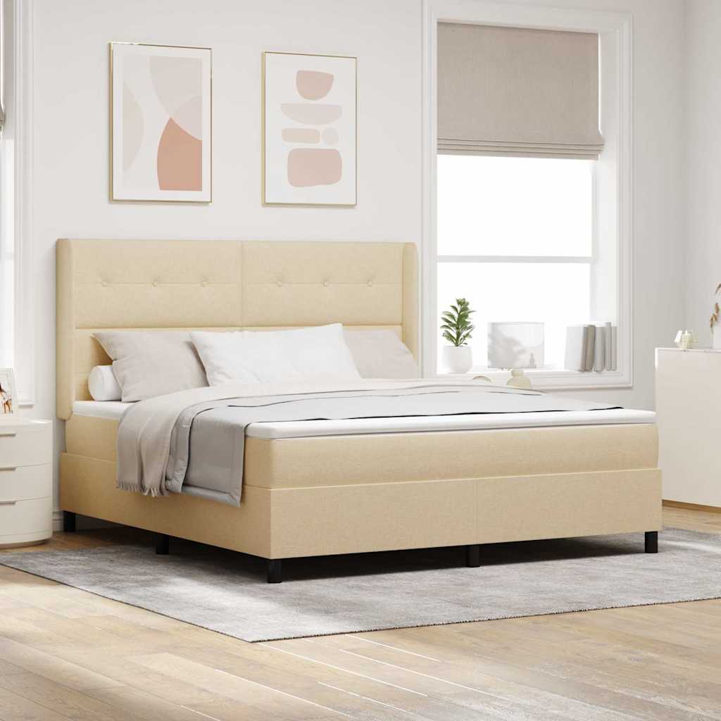 Box spring seng med madras Creme 200 x 180 cm Stof