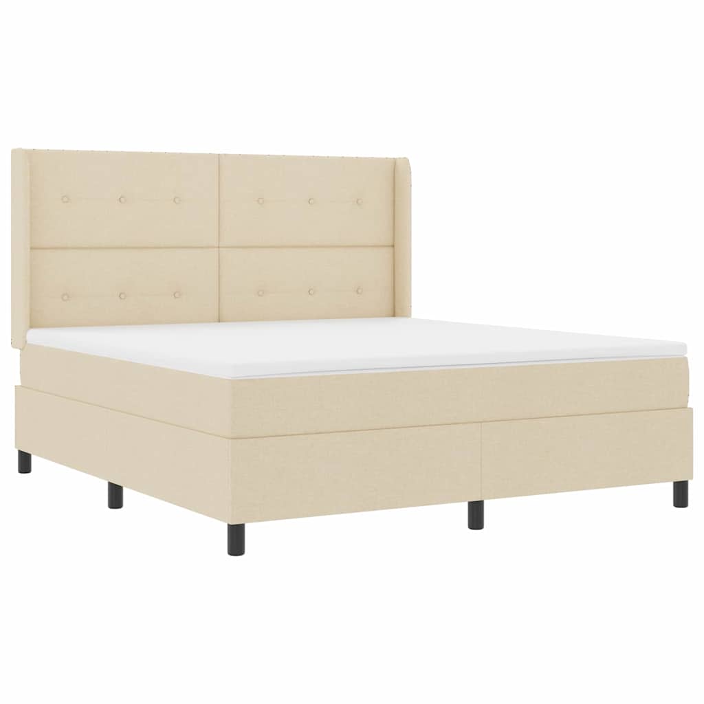 Box spring seng med madras Creme 200 x 180 cm Stof