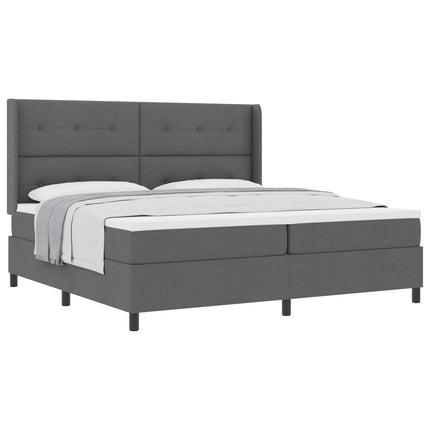 Box spring seng med pude Mørkegrå 200 x 200 cm Stof