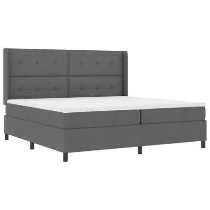 Box spring seng med pude Mørkegrå 200 x 200 cm Stof