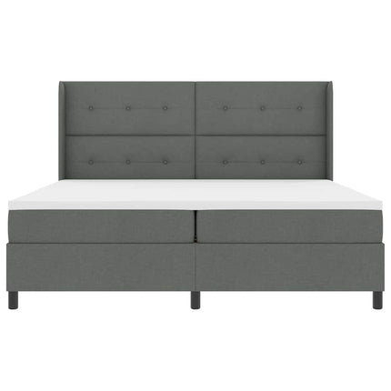 Box spring seng med pude Mørkegrå 200 x 200 cm Stof