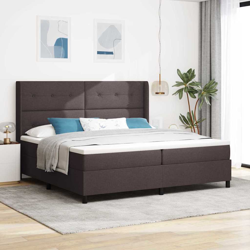 Box spring seng med pude Mrk Brun 200 x 200 cm Stof
