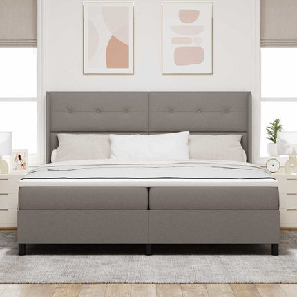 Box spring seng med pude Gråbrun 200 x 200 cm Stof