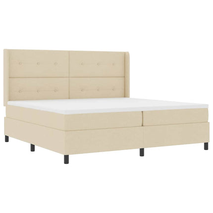 Box spring seng med pude med hovedgærde Creme 200 x 200 cm Stof