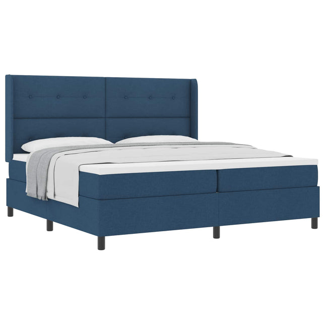 Box spring seng med pude med hovedgærde Blå 200 x 200 cm Stof