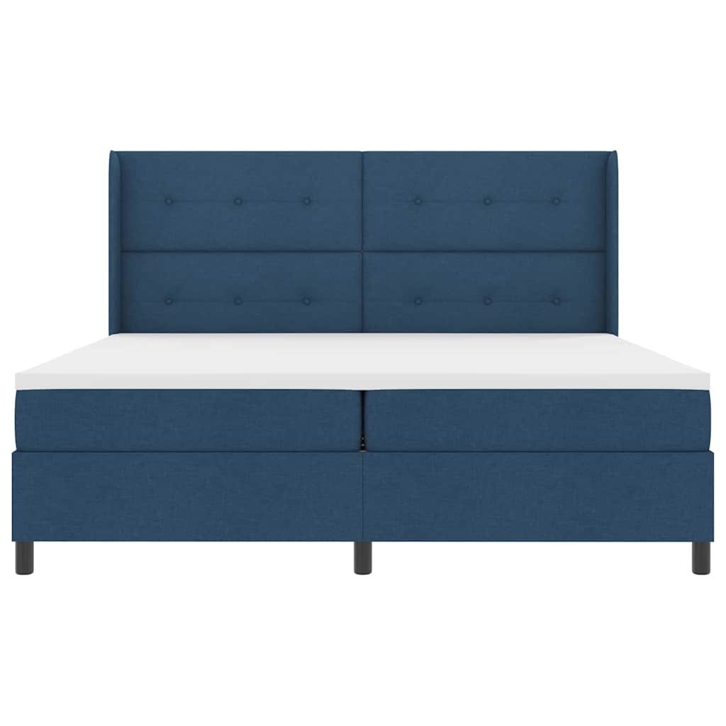 Box spring seng med madras med hovedgærde Blå 200 x 200 cm Stof