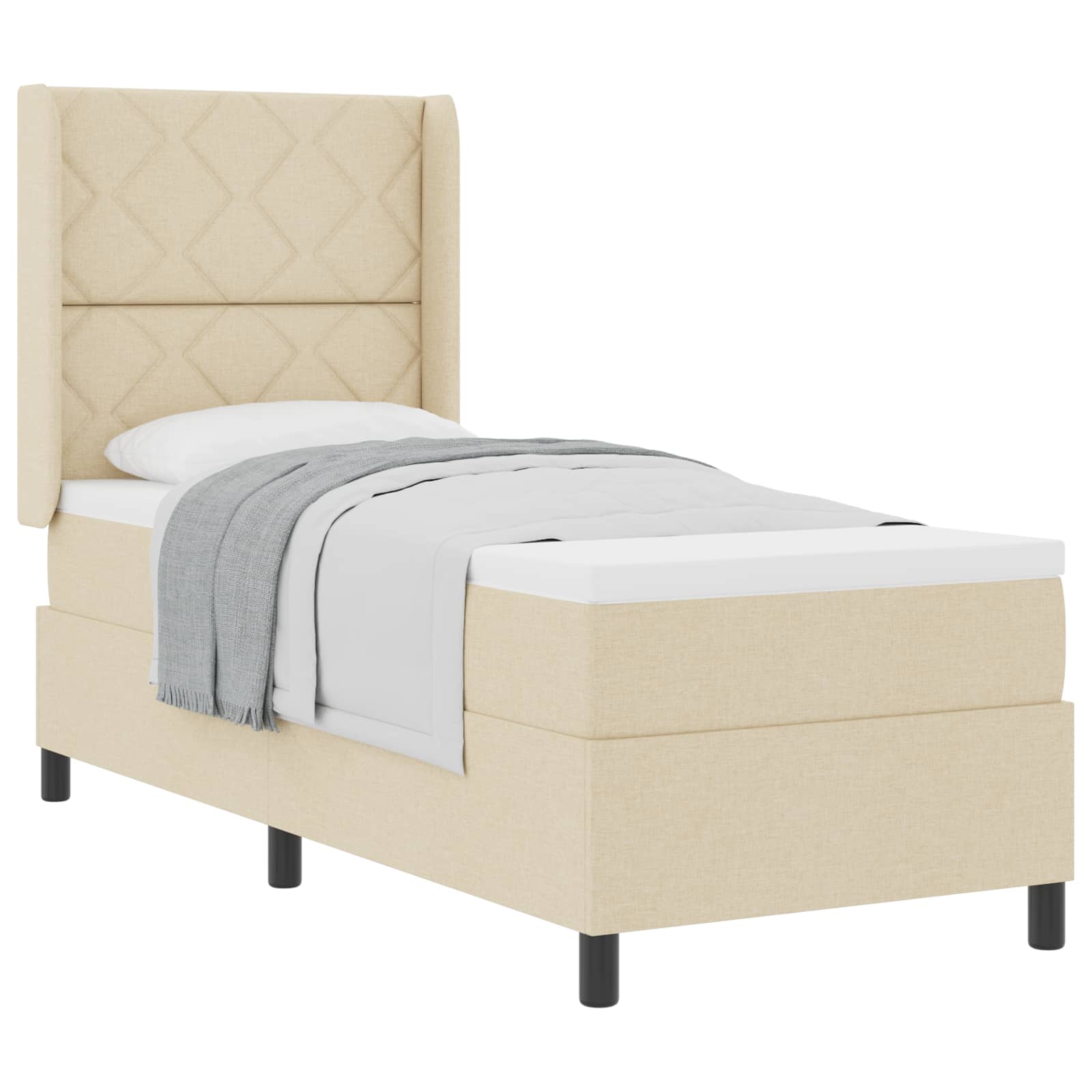 Box spring seng med pude med hovedgrde Creme 200 x 80 cm Stof