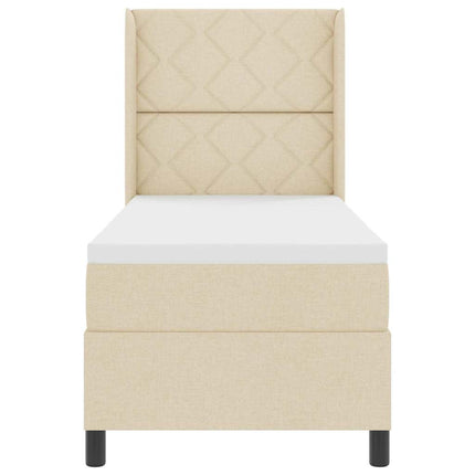 Box spring seng med pude med hovedgærde Creme 200 x 80 cm Stof