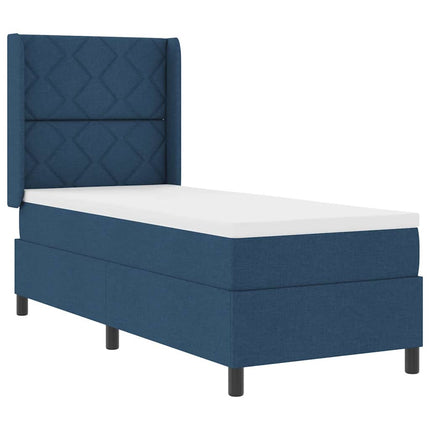 Box spring seng med pude med hovedgærde Blå 190 x 90 cm Stof