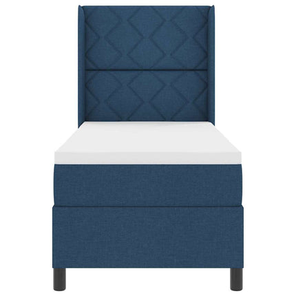 Box spring seng med pude med hovedgærde Blå 190 x 90 cm Stof