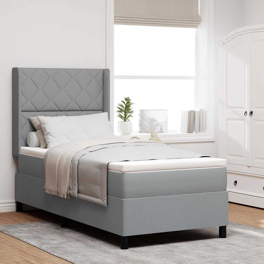 Box spring seng med pude Lysegr 200 x 100 cm Stof