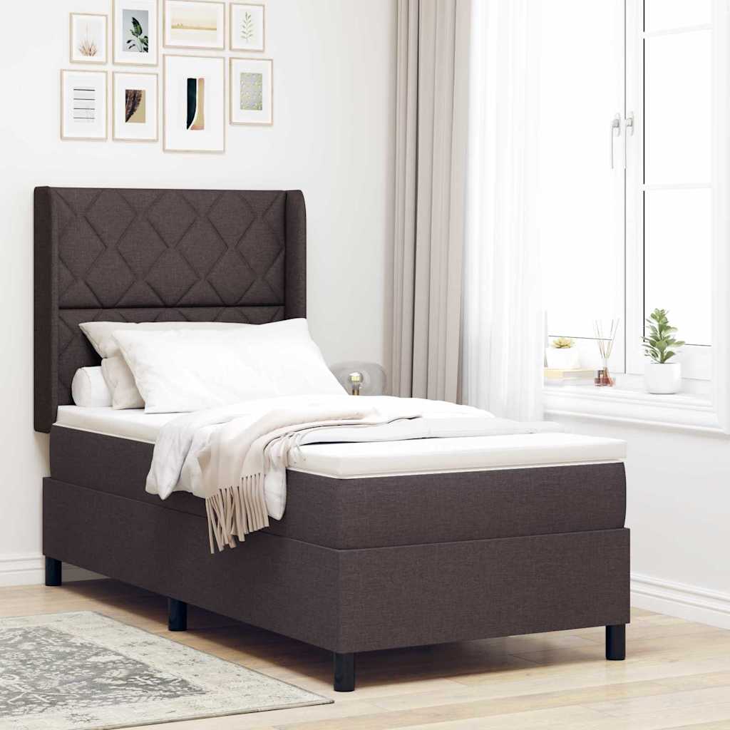 Box spring seng med pude Mrk Brun 200 x 100 cm Stof
